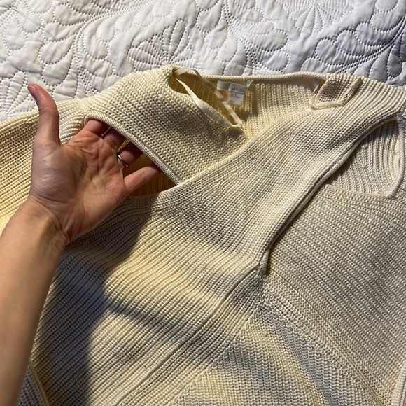 COS Cut-Out Jumper Sweater NWOT! Cream Heavyweight Knit Size M - Picture 5 of 5